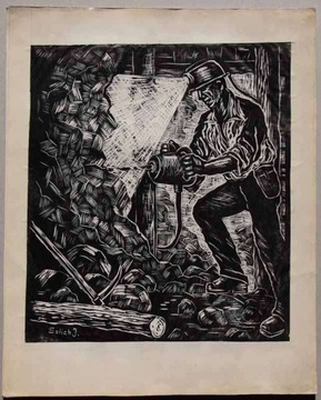 линогравюра Ежи Солич: Гурник / 1970-е гг.