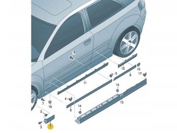 фото thumb №4, Заглушка накладка планка крила порога перед передня ліва audi a3 8p 04-