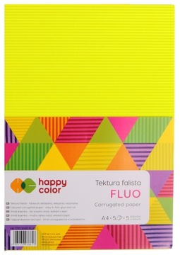 Бумажный блок из гофрированного картона DECO А4 HAPPY COLOR для скрапбукинга 5 листов FLUO