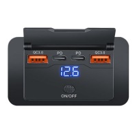 Разъём автомобильные монтажные 12v 24v 4 usb pd qc 3.0 on off 96w крышка Цена, фото thumb