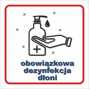 NAKLEJKA dezynfekcja zachowaj odstęp maseczki 20cm