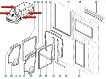 ПРОКЛАДКА РАЗДВИЖНОЙ ДВЕРИ для RENAULT MASTER III
