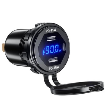 Мотоциклетная розетка 2 x Type-C PD 90 Вт MUS L4C