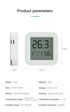 ДАТЧИК ТЕМПЕРАТУРЫ ВЛАЖНОСТИ TH05 Умный дом BLUETOOTH LCD TUYA