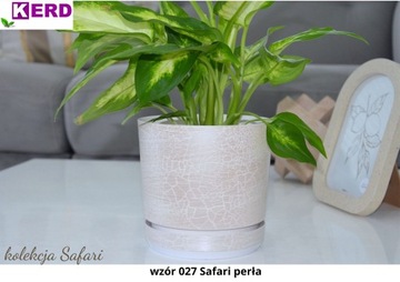 Вазон Safari PEARL 14 см с подставкой, необычная фактура беленой доски