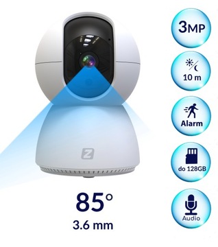 Поворотная на 360° WIFI-камера SMART WIFI 1080P 3MPx FULL HD АУДИО, ОБНАРУЖЕНИЕ