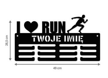 Вешалка для медалей I LOVE RUN с именем 58.1