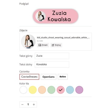 x58 Naklejki imienne ze zdjęciem dziecka Twoją grafiką szkoły przedszkola