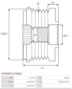 фото thumb №9, Колесо пасове генератора as-pl afp0087 літенс