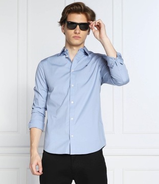 синяя мужская рубашка, элегантная мужская рубашка, джинсы Tommy Hilfiger Slim
