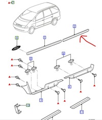 фото thumb №1, Молдинг поріг правий задня ford galaxy mk1 1994-2000