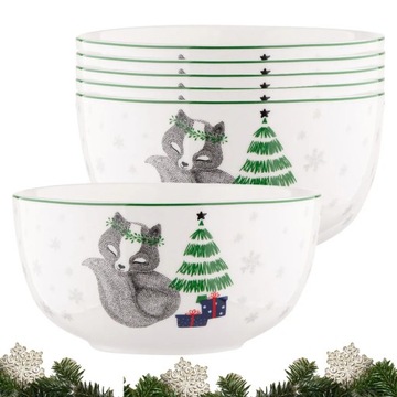 Рождественские суповые тарелки, 6 шт, Салатники Altom Winter Friends, 13 см