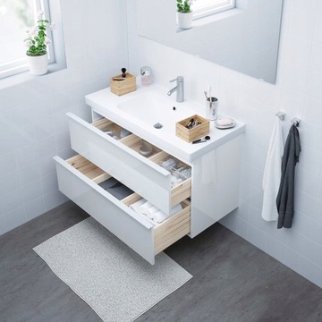 IKEA GODMORGON/ODENSVIK Szafka pod umywalkę połysk biały 103x49x64 cm