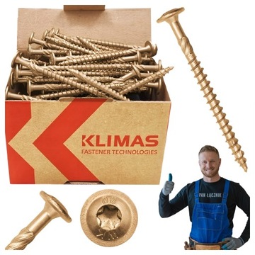 WKRĘTY CIESIELSKIE DO DREWNA 6x80 TALERZOWE TORX 100szt WKCP-06080 KLIMAS