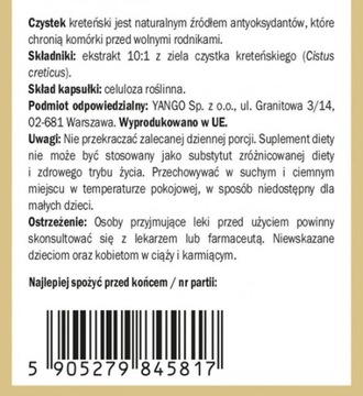 Czystek - ekstrakt - 90 kapsułek, odporność