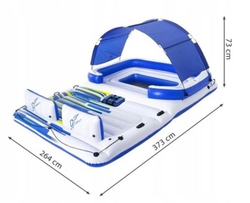 Большой плавающий надувной матрас Water Island с крышей Bestway 43105 389x274см