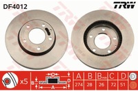 фото thumb №1, Диск гальмівна trw df4012 mazda xedos 9 mpv ii
