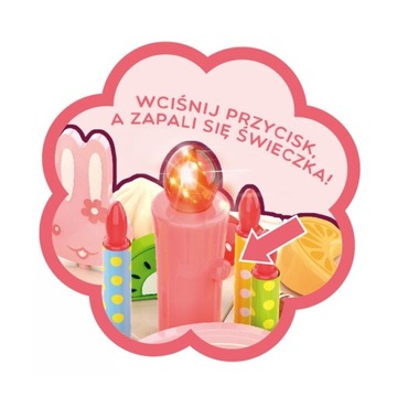 TORT URODZINOWY DO KROJENIA ŚWIECZKI ŚWIECI NÓŻ OWOCE 40 EL. WOOPIE