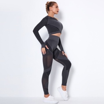 КОМПЛЕКТ бесшовных спортивных леггинсов PUSH UP ТОП моделирование HIGH WEATHER L