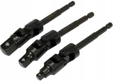 ADAPTERY Z PRZEGUBEM DO NASADEK 1/4 3/8 1/2 3 SZT.