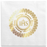 Салфетки для причастия белые позолоченные золотые Ведущий IHS Первое причастие