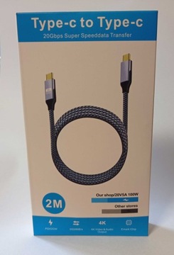 USB-C Thunderbolt 3, 100 Вт, 20 ГБ, 4K, 60 Гц, AV-кабель, 2 м