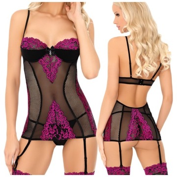Черный корсет с кружевом Стринги Sexy L/XL
