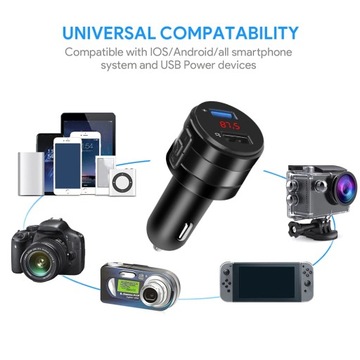 Transmiter Bluetooth FM Ładowarka 2xUSB MP3 SD LCD