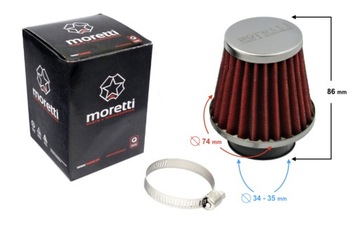 Черный конический воздушный фильтр 35 мм Moretti