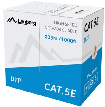 СЕТЕВОЙ КАБЕЛЬ UTP CAT 5E, ВИТАЯ ПАРА Lanberg 100 м КРАСНЫЙ