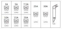 Набор предохранителей стандарт ato , 97 szt 3a, 5a, 7.5a, 10a, 15a, 20a, Цена, фото thumb