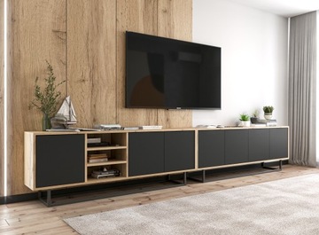 Тумба под телевизор Loft Industrial, Black MAT, 300 см