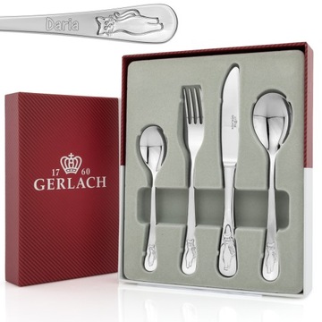 Детские столовые приборы + ГРАВИРОВКА GERLACH BON TON кошки