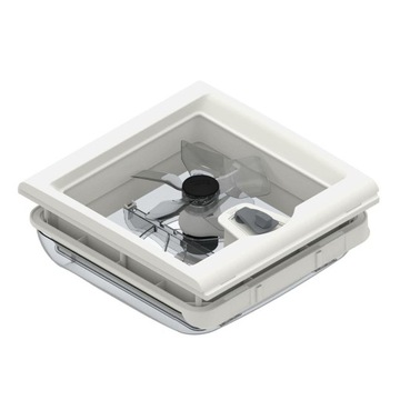 Мансардное окно для кемпера Fiamma TURBO Vent 12V с вентилятором 28x28 F белое переднее