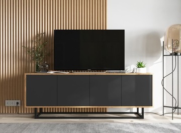 Шкаф под телевизор Modern Loft Wotan черный MAT 150 см