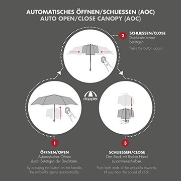 Parasol Parasolka Składana Doppler automatyczna czarny pokrowiec na Prezent