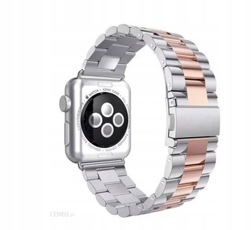 БРАСЛЕТ ДЛЯ ЧАСОВ EXOGUARD STEEL APPLE 38 РЕМЕШОК СЕРЕБРЯНЫЙ РОЗОВЫЙ МЕТАЛЛ