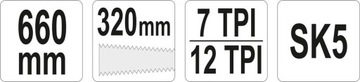 PIŁA JAPOŃSKA DWUSTRONNA RYOBA 7/12 TPI 660mm YATO