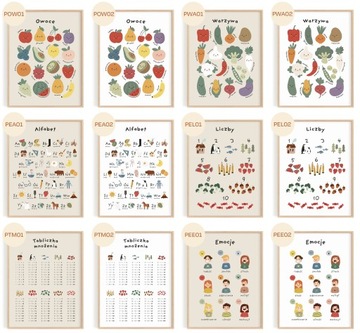 Plakat ALFABET 30x40 A3 MODNY boho vintage MONTESSORI