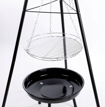GRILL OGRODOWY WISZĄCY PALENISKO TRÓJNÓG DUŻY 50CM RUSZT OGNISKO WĘGLOWY