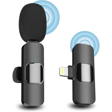 Mikrofon Krawatowy Bezprzewodowy Lightning 2w1 Lightning-TYP C adapter