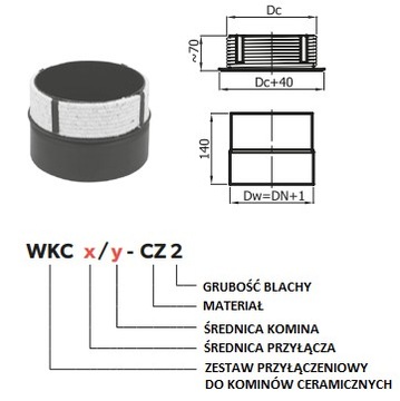 Wkładka do komina ceramicznego fi 200/160 mm Darco