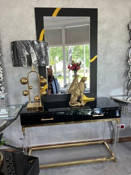 Гламурная консоль Hermes черно-золотая 80x120