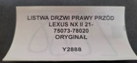 фото thumb №7, Молдинг дверь правая перед lexus nx ii 21- оригинал 75073-78020