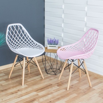 Современный ажурный стул DSW розовый YE-08