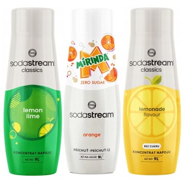 SODA STREAM CYTRYNA LIMONKA + MIRINDA ZERO + LEMONIADA Syrop do Saturatora