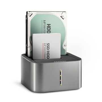 Док-станция USB-C 3.2 Gen1 для 2 твердотельных/жестких дисков SATA 6 Гбит/с 2,5 дюйма с функцией клонирования