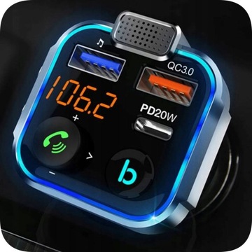 FM-ПЕРЕДАТЧИК BLUETOOTH АУДИО FM-БЫСТРОЕ ЗАРЯДНОЕ УСТРОЙСТВО QC USB PD MP3