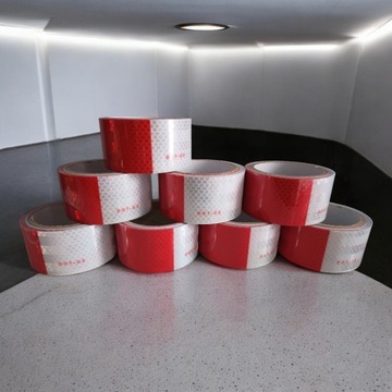 фото thumb №13, Стрічка попереджувальна плівка відбивна білий червона 50mm grandes