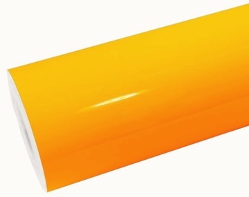 FOLIA ŻÓŁTA POŁYSK ORANGE 30m x 152cm SAMOCHODOWA SAMOPRZYLEPNA Z KLEJEM